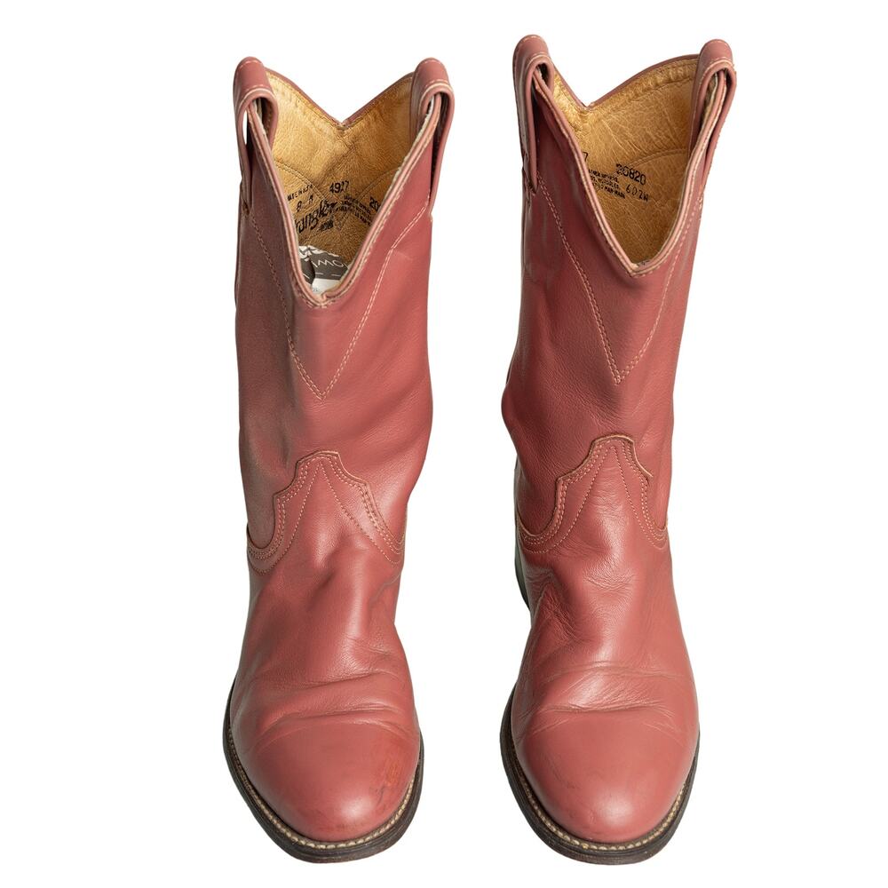 Rare Vintage Americana Dusty Rose Wrangler Leather Cowgirl boots Made in USA - 8 - Picture 8 of 13
